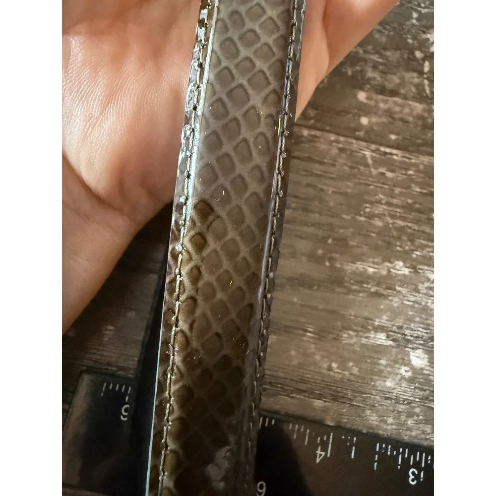 Cara New York Faux Snakeskin Belt Black Padlock Key Charm New